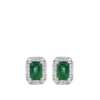 Hardy Brothers Jewellers | Emerald and Alternating Diamond Stud Earrings in 18ct Yellow and White Gold