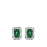Hardy Brothers Jewellers | Emerald and Alternating Diamond Stud Earrings in 18ct Yellow and White Gold