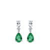 Hardy Brothers Jewellers | Pear Cut Emerald and Diamond Drop Earrings in 18ct White Gold