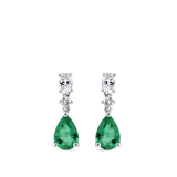 Hardy Brothers Jewellers | Pear Cut Emerald and Diamond Drop Earrings in 18ct White Gold