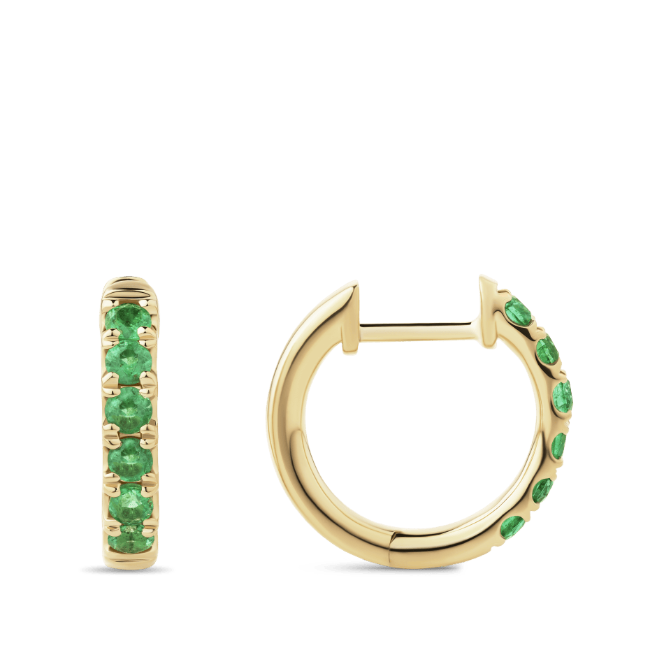Hardy Brothers Jewellers | Ear Party Emerald Huggie Earrings in 18ct Yellow Gold