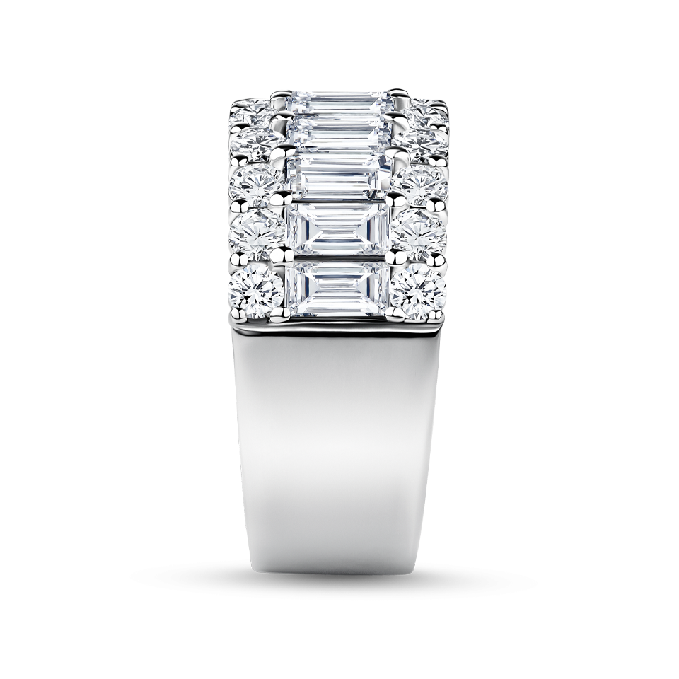 Baguette Statement Diamond Ring in 18ct White Gold Hardy Brothers Jewellers
