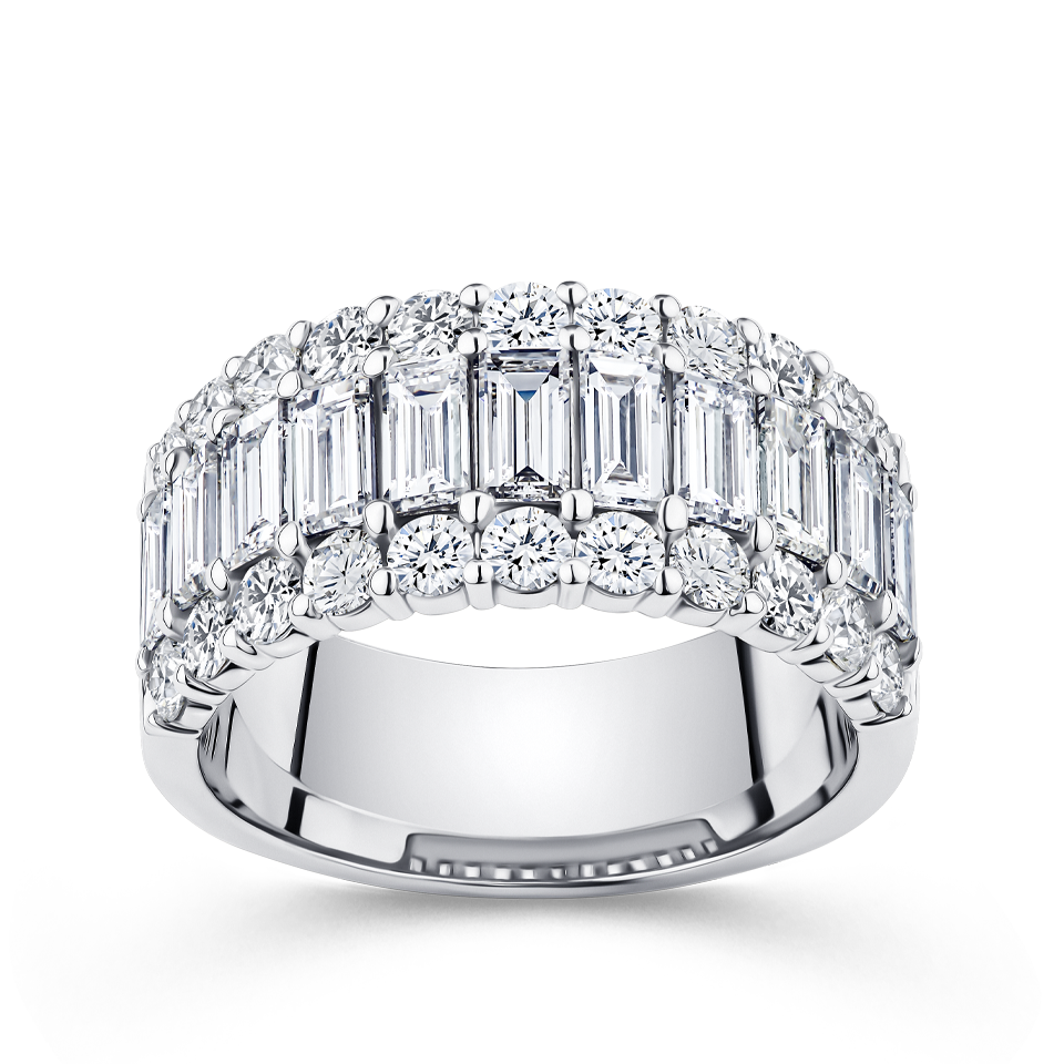 Baguette Statement Diamond Ring in 18ct White Gold