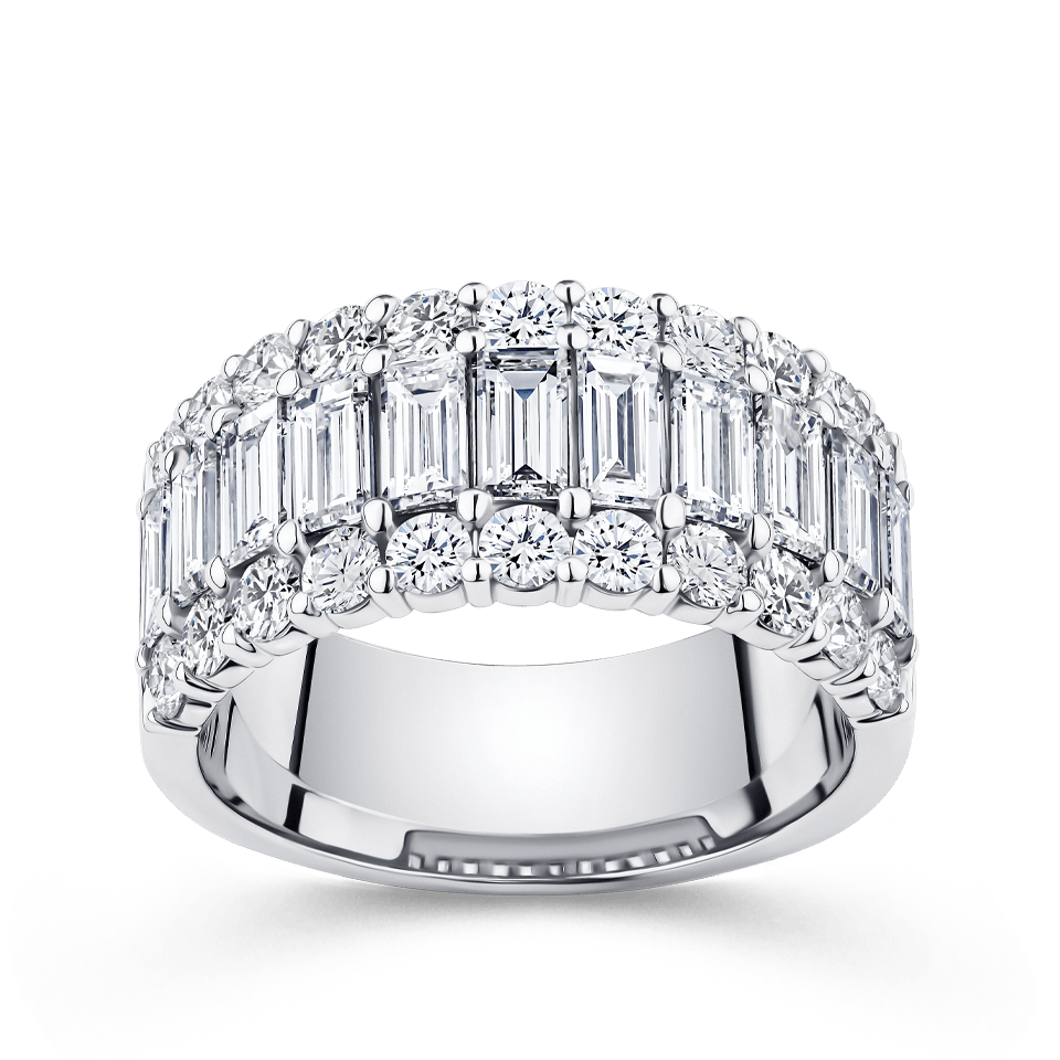 Baguette Cut Statement Diamond Ring in 18ct White Gold