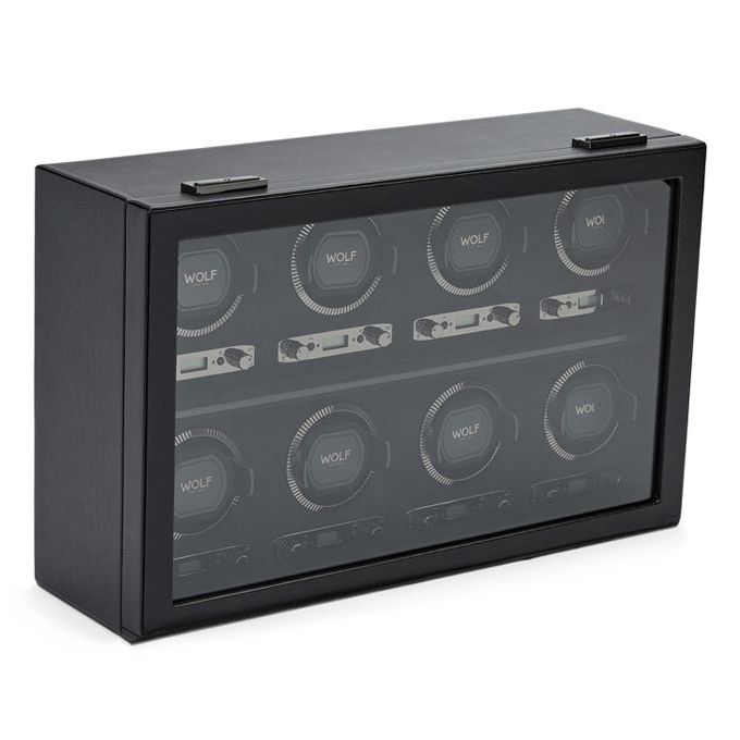 WOLF 1834 British Racing Black 8 Piece Watch Winder | Hardy Brothers Jewellers