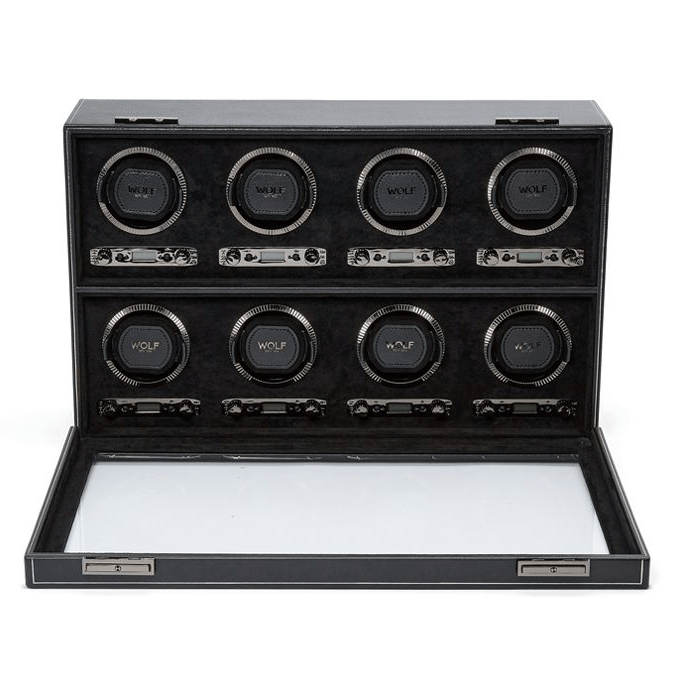 WOLF 1834 British Racing Black 8 Piece Watch Winder | Hardy Brothers Jewellers