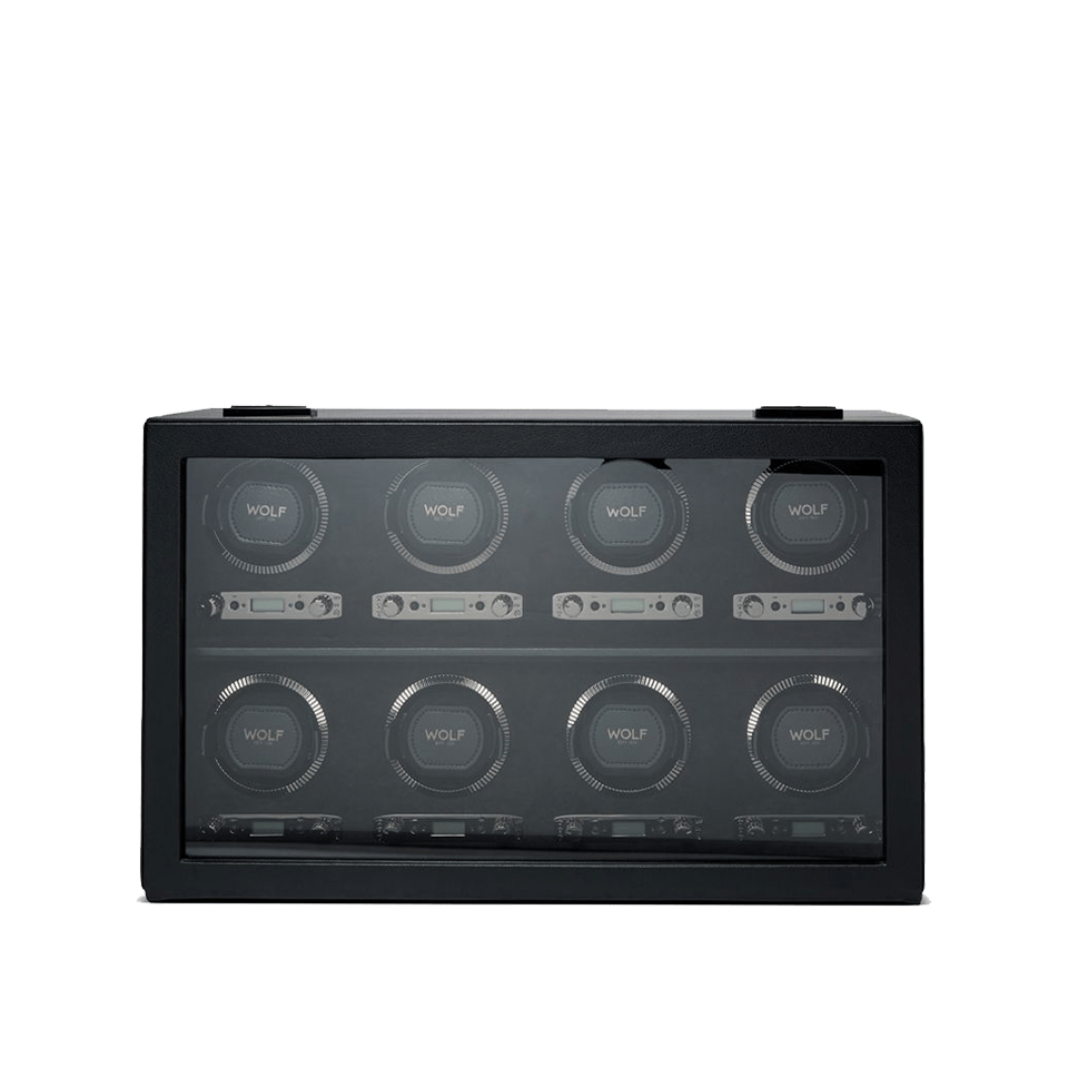 WOLF 1834 British Racing Black 8 Piece Watch Winder | Hardy Brothers Jewellers