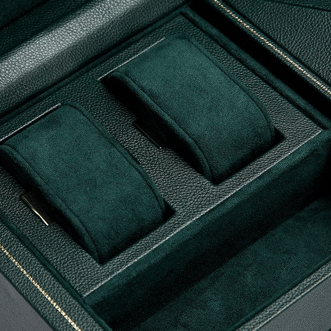 WOLF 1834 British Racing Green Double Watch Winder with Storage | Hardy Brothers Jewellers