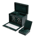 WOLF 1834 British Racing Green Double Watch Winder with Storage | Hardy Brothers Jewellers