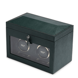 WOLF 1834 British Racing Green Double Watch Winder with Storage | Hardy Brothers Jewellers