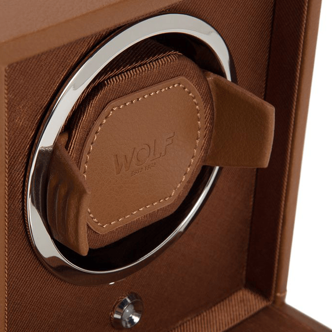 WOLF 1834 Cub Winder with Cover in Cognac | Hardy Brothers Jewellers