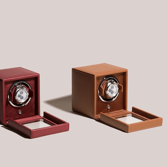WOLF 1834 Cub Winder with Cover in Cognac | Hardy Brothers Jewellers