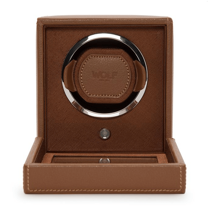WOLF 1834 Cub Winder with Cover in Cognac | Hardy Brothers Jewellers