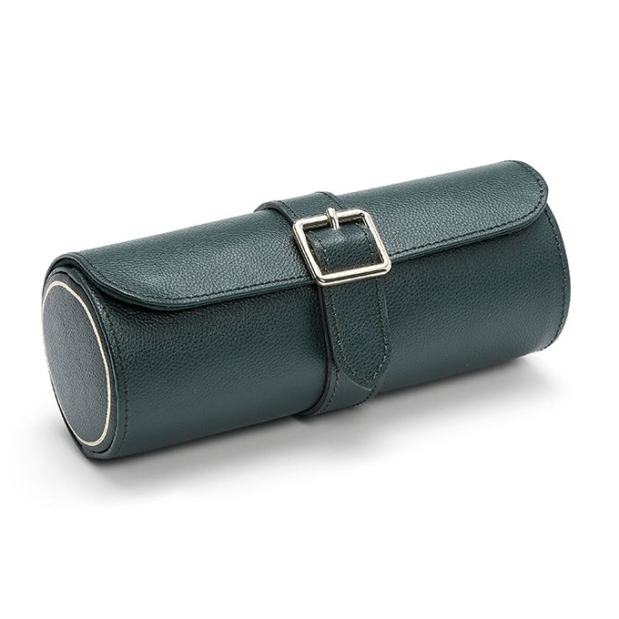 WOLF 1834 British Racing Green Triple Watch Roll | Hardy Brothers Jewellers