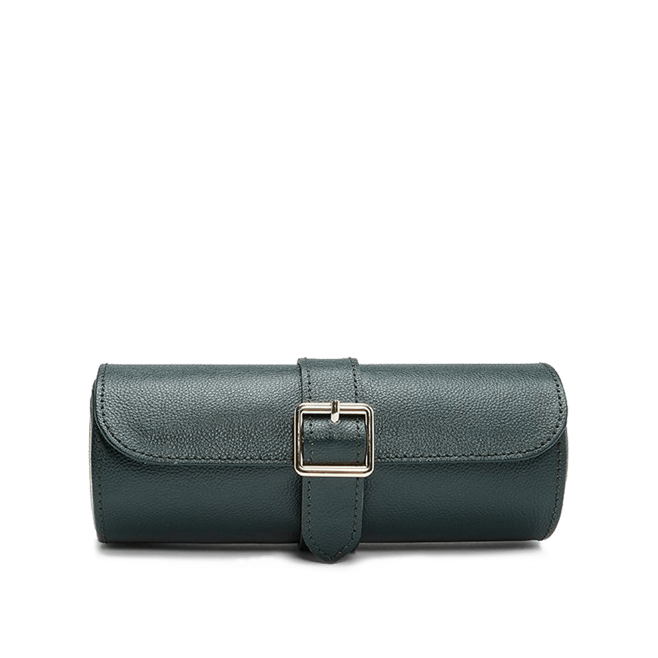 WOLF 1834 British Racing Green Triple Watch Roll | Hardy Brothers Jewellers