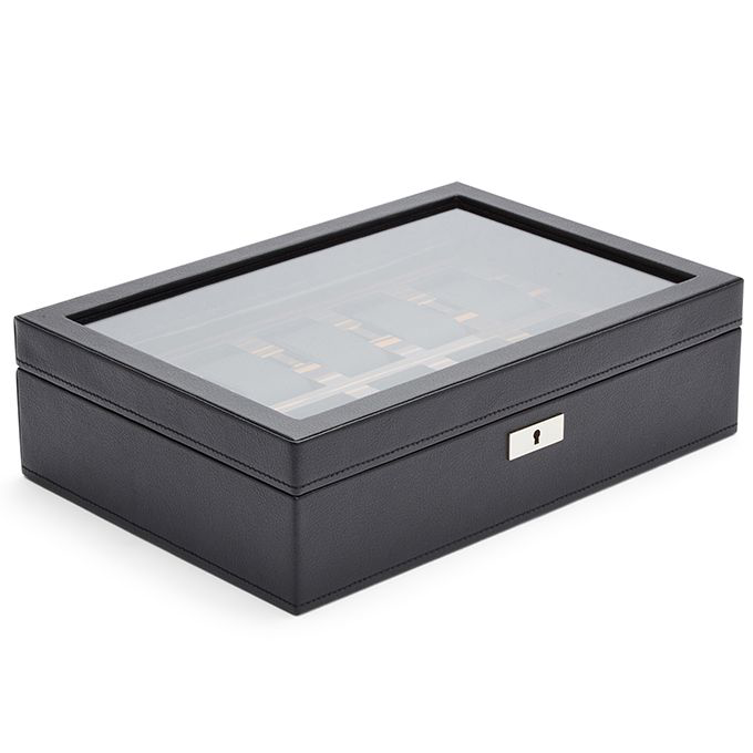 Black Leather Wolf 1834 Roadster 10 Piece Watch Box Hardy Brothers Jewellers