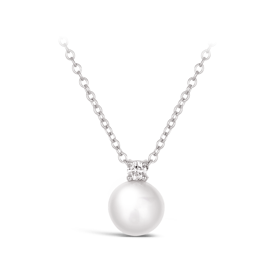 Akoya Pearl and Diamond Necklace in 18ct White Gold