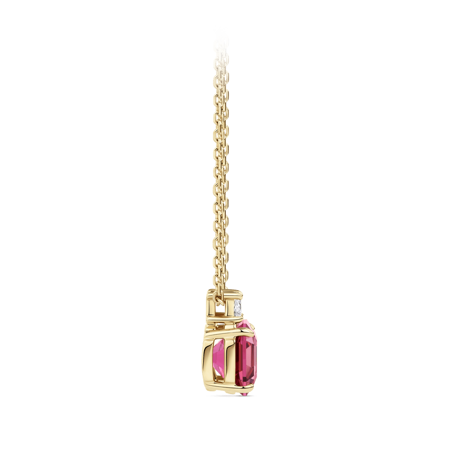 5.66 Carat Raspberry Tourmaline and 0.34 Carat Diamond Pendant in 18ct Yellow Gold