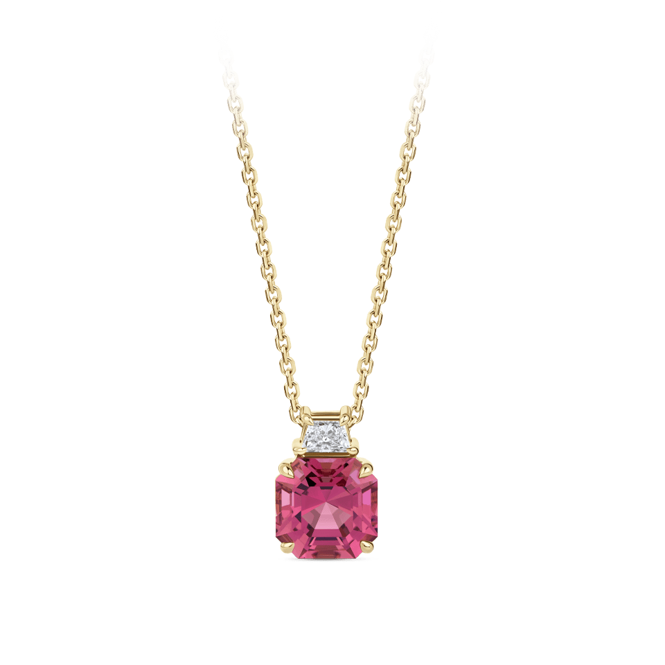 5.66 Carat Raspberry Tourmaline and 0.34 Carat Diamond Pendant in 18ct Yellow Gold