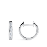 Ear Party White Gold Baguette Cut Diamond Huggie Earrings in 18ct Gold