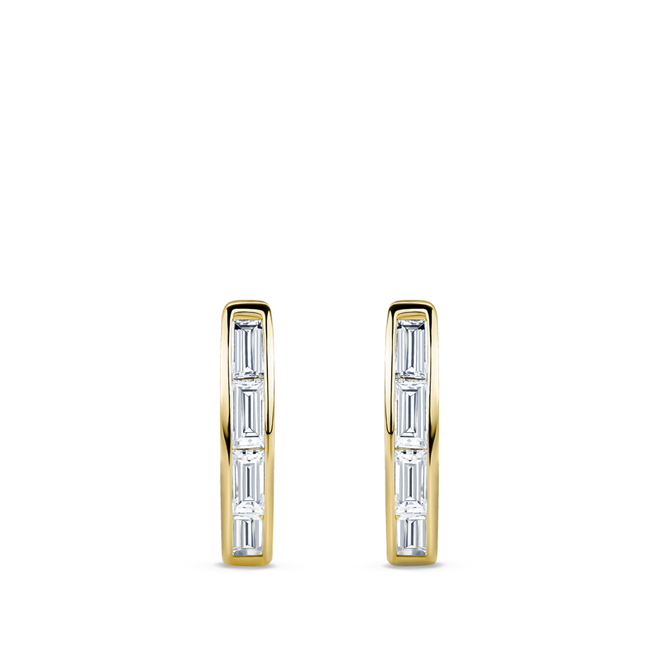 Ear Party Baguette Cut Diamond Huggie Earrings in 18ct Yellow Gold Hardy Brothers Jewellers