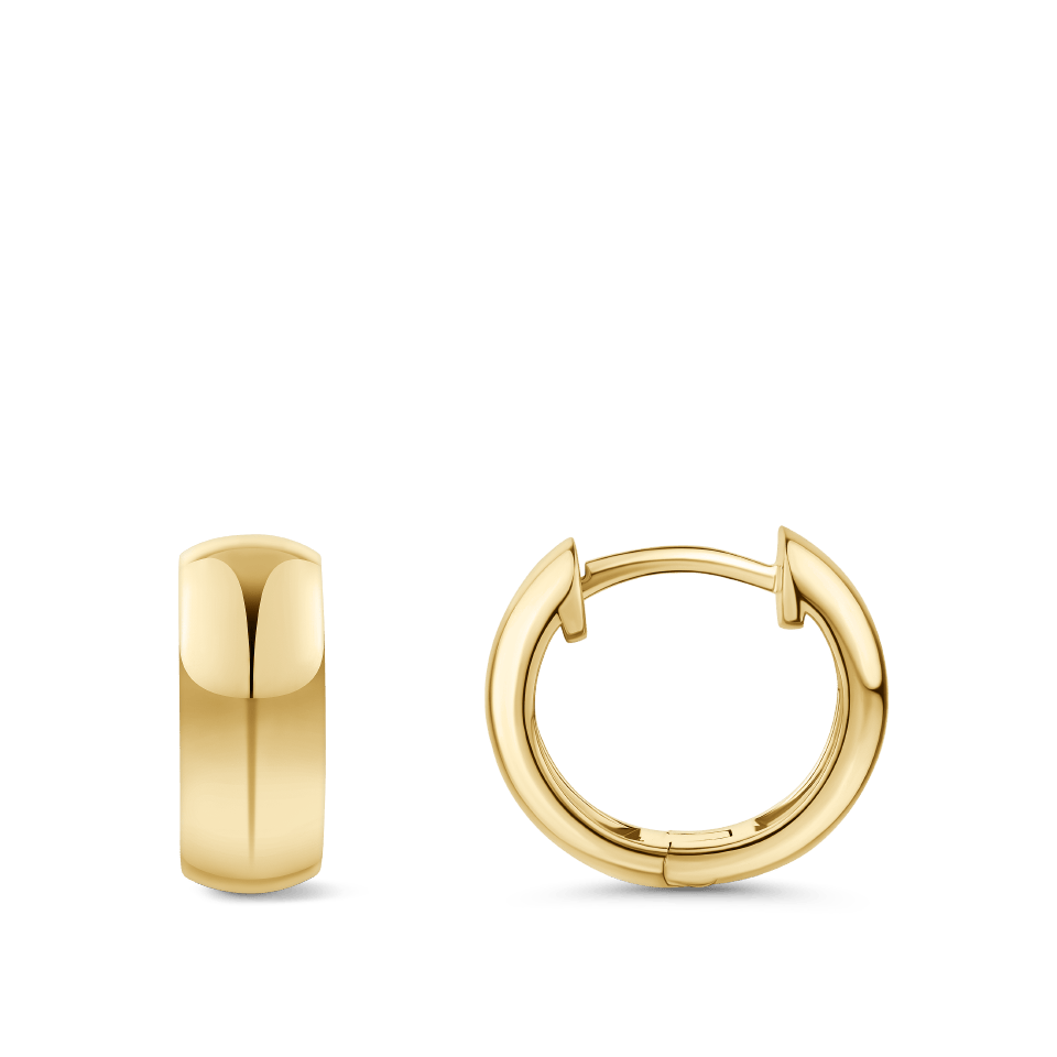 Barrel Huggie Earrings in 18ct Yellow Gold | Hardy Brothers Jewellers
