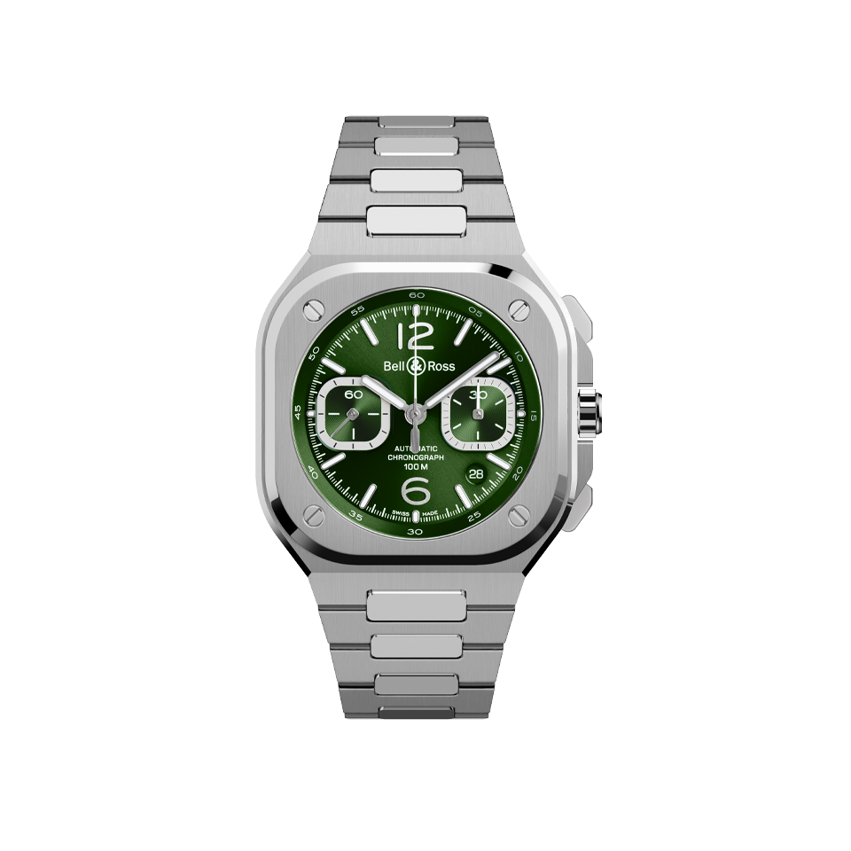 Bell & Ross BR 05 Chrono Green Steel 42.00mm Hardy Brothers Jewellers