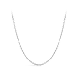 Cable Link Chain Necklace in 18ct white gold from Hardy Brothers Jewellers, shown in full length with its fine, polished cable links.