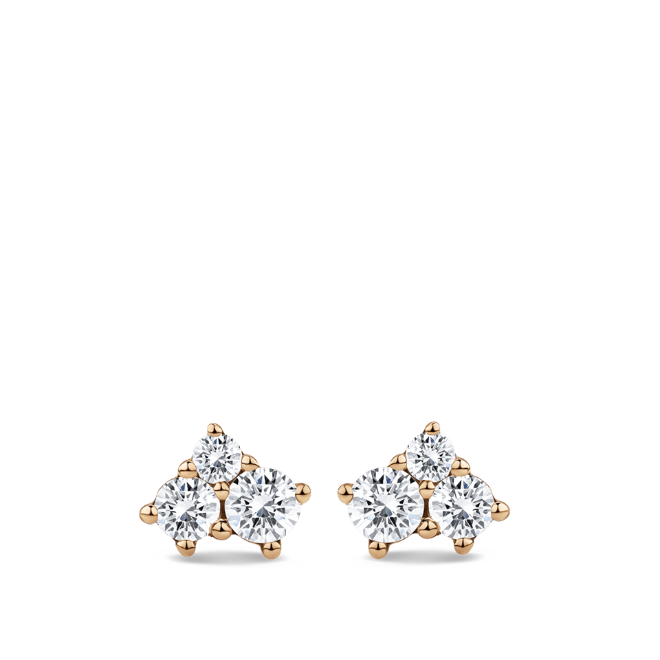 Ear Party Diamond Cluster Studs in 18ct Rose Gold