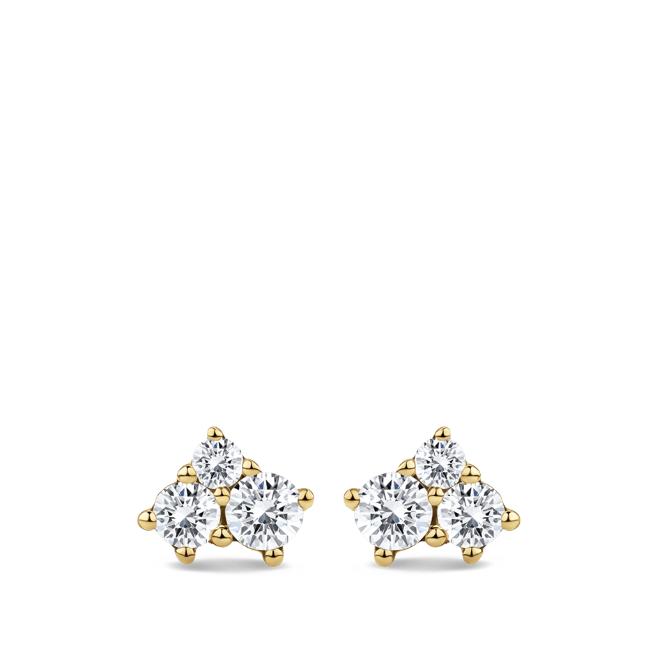 Ear Party Gold Diamond Cluster Studs in 18ct Gold