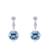 4.89 Carat Cushion Cut Aquamarine and 0.68 Carat Diamond Drop Earrings in 18ct White Gold