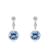 4.89 Carat Cushion Cut Aquamarine and 0.68 Carat Diamond Drop Earrings in 18ct White Gold