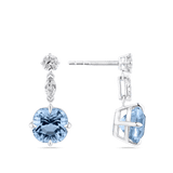 4.89 Carat Cushion Cut Aquamarine and 0.68 Carat Diamond Drop Earrings in 18ct White Gold