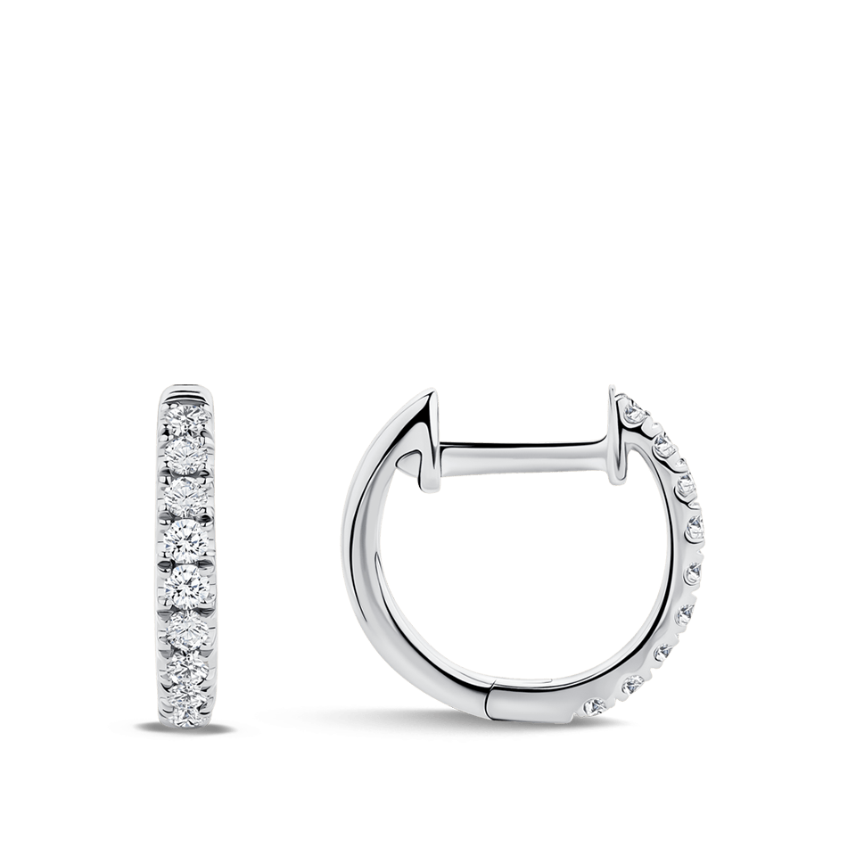 Ear Party White Gold Diamond Huggie Earrings in 18ct Gold