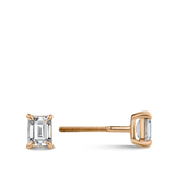 0.50 Carat Emerald Cut Diamond Stud Earrings in 18ct Rose Gold