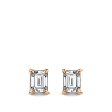 0.50 Carat Emerald Cut Diamond Stud Earrings in 18ct Rose Gold