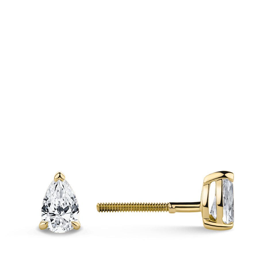 0.50 Carat Pear Cut Diamond Stud Earrings in 18ct Yellow Gold