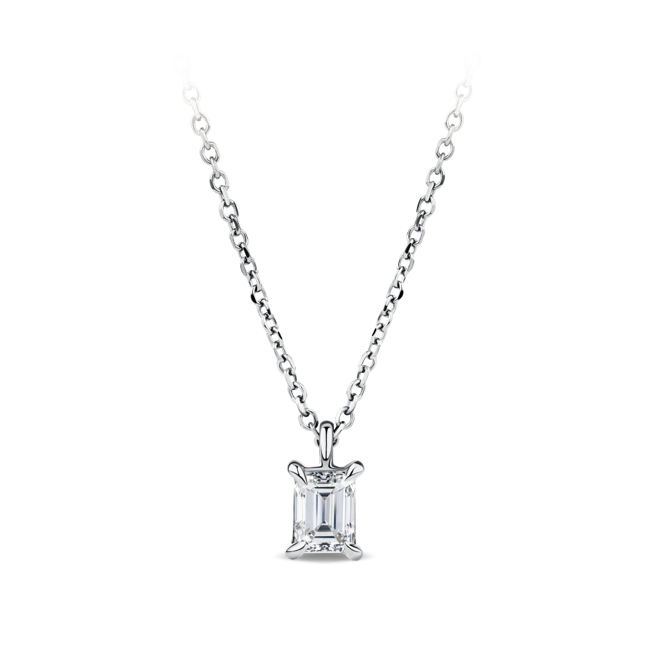 0.23 Carat Emerald Cut Diamond Pendant in 18ct White Gold
