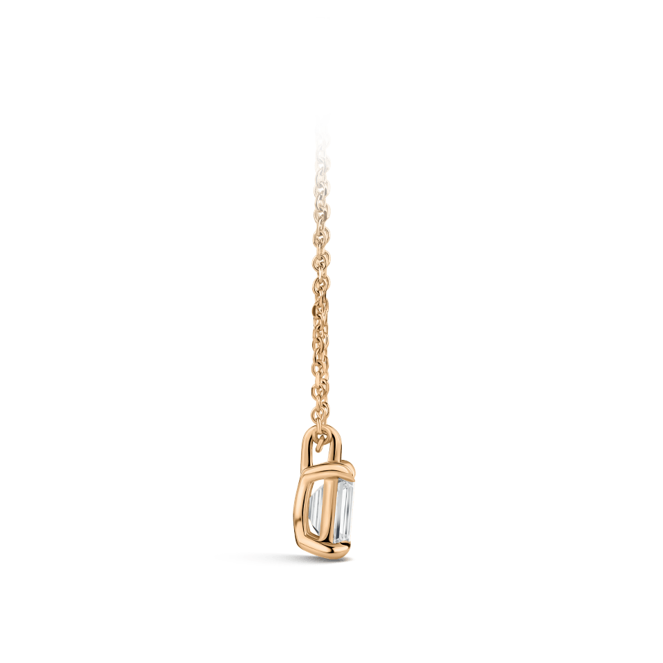 0.23 Carat Emerald Cut Diamond Pendant in 18ct Rose Gold