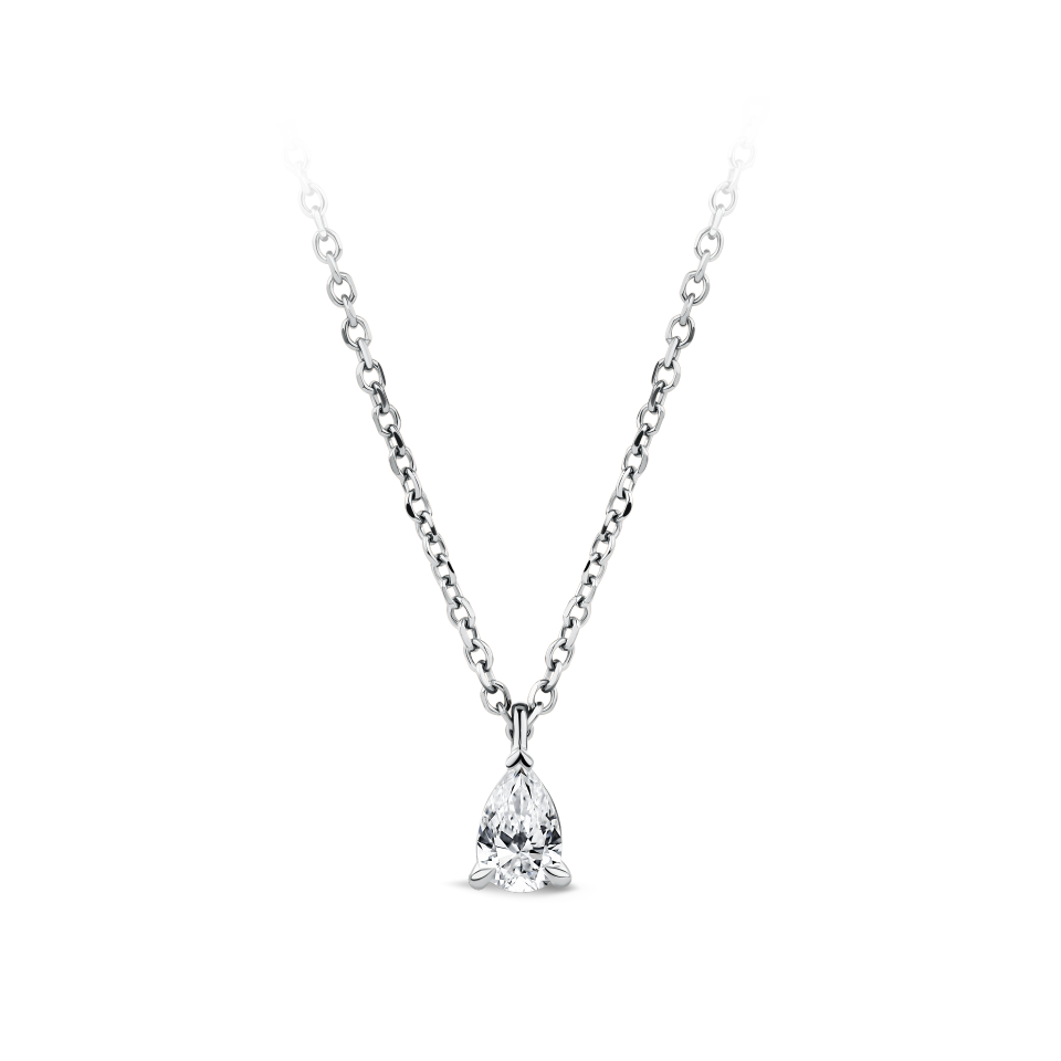 0.25ct Pear Cut Diamond Pendant in 18ct White Gold Hardy Brothers Jewellers
