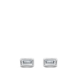 Ear Party Baguette Cut Diamond Studs in 18ct White Gold