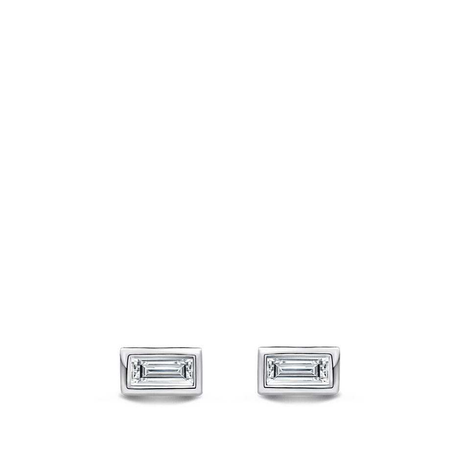 Ear Party Baguette Cut Diamond Studs in 18ct White Gold