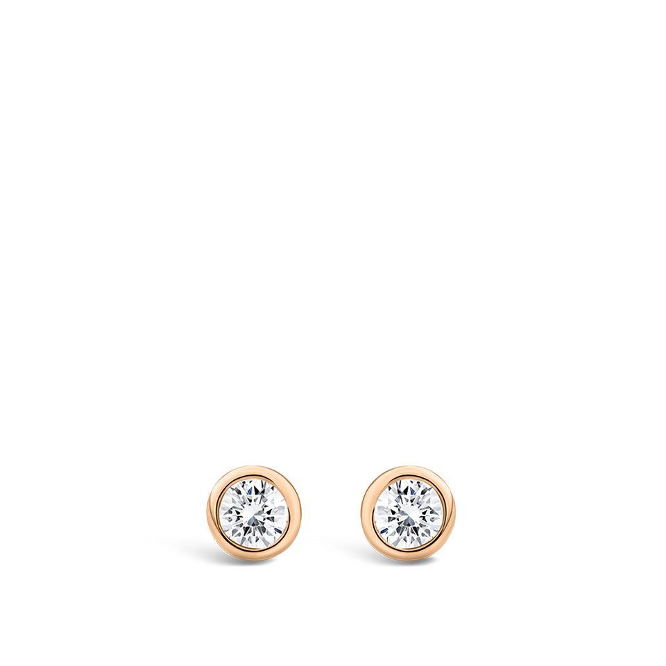 Ear Party Bezel Set 0.10 Carat Diamond Stud Earrings in 18ct Rose Gold Hardy Brothers Jewellers
