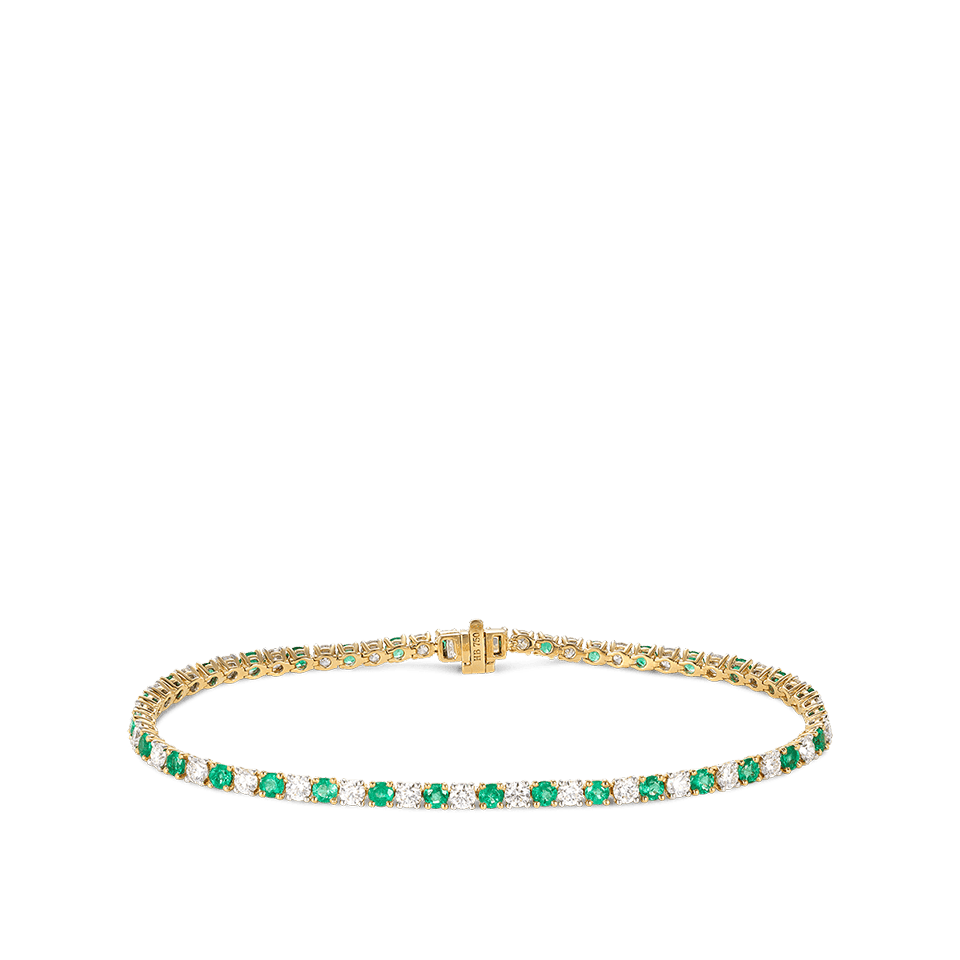 Emerald and Diamond Tennis Bracelet in 18ct Yellow Gold