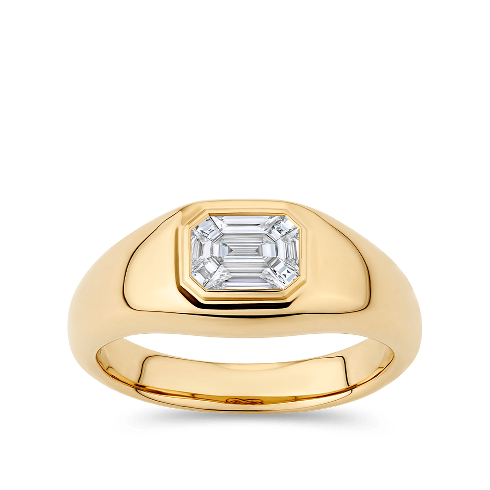 Multi-set Emerald Shape Diamond Ring in 18ct Yellow Gold