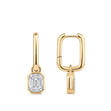 Multi-set Emerald Shape Diamond Drop Earrings in 18ct Yellow Gold
