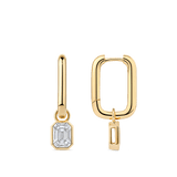 Multi-set Emerald Shape Diamond Drop Earrings in 18ct Yellow Gold
