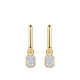 Multi-set Emerald Shape Diamond Drop Earrings in 18ct Yellow Gold