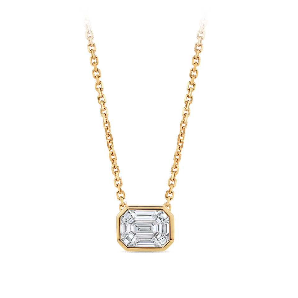 Multi-set Emerald Shape Diamond Necklace in 18ct Yellow Gold