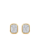 Multi-set Emerald Shape Diamond Stud Earrings in 18ct Yellow Gold